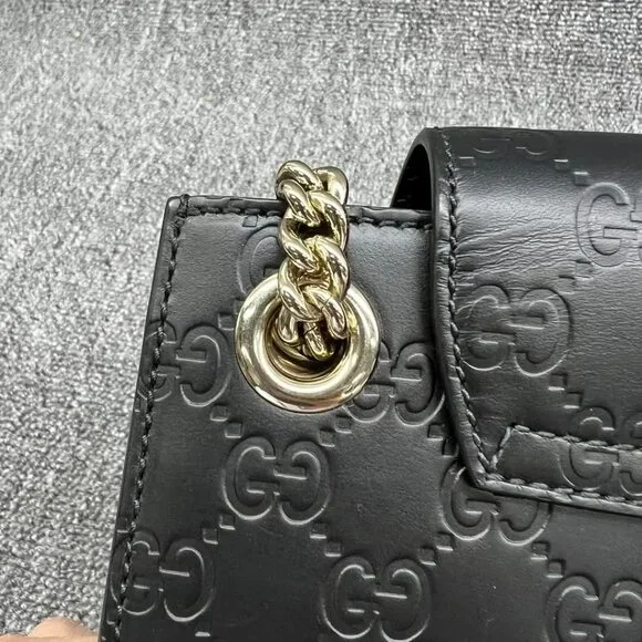 GUCCI Emily Black Leather Shoulder Bag 620-032825 - Picture 8 of 14